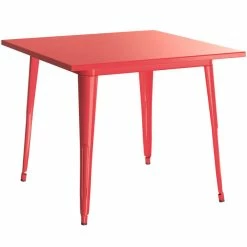 LT&S Alloy Series Lancaster Table & Seating Alloy Series 24" X 24" Red Dining Height Outdoor Table With 2 Industrial Cafe Chairs -Lancaster Table & Seating Shop 2253872