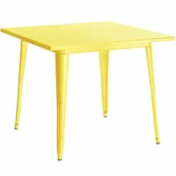 LT&S Alloy Series Lancaster Table & Seating Alloy Series 24" X 24" Yellow Dining Height Outdoor Table With 2 Industrial Cafe Chairs -Lancaster Table & Seating Shop 2253881