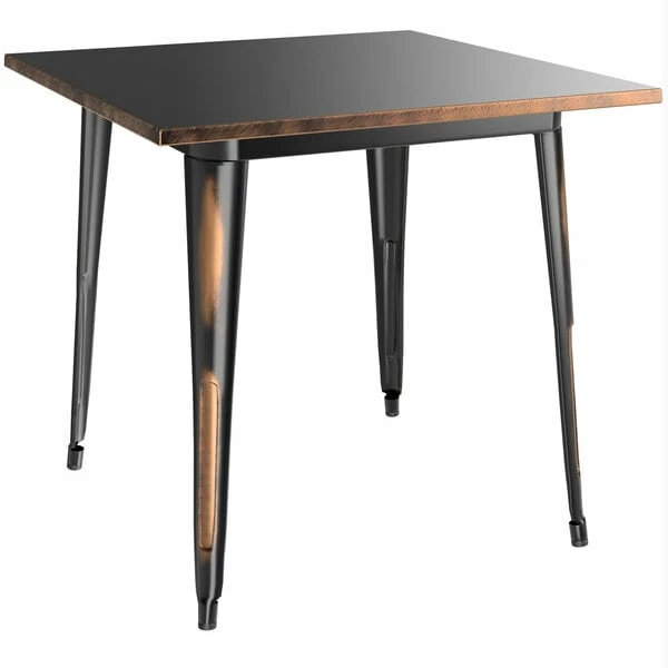 LT&S Alloy Series Lancaster Table & Seating Alloy Series 32" X 32" Square Distressed Copper Dining Height Outdoor Table With 4 Industrial Cafe Chairs 3 LT&S Alloy Series Lancaster Table & Seating Alloy Series 32" X 32" Square Distressed Copper Dining Height Outdoor Table With 4 Industrial Cafe Chairs - Image 3