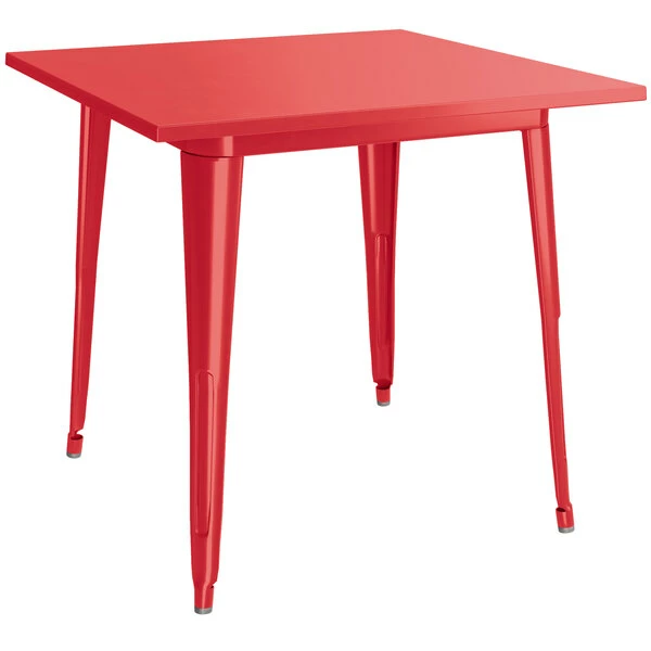 LT&S Alloy Series Lancaster Table & Seating Alloy Series 32" X 32" Red Dining Height Outdoor Table With 4 Industrial Cafe Chairs 3 LT&S Alloy Series Lancaster Table & Seating Alloy Series 32" X 32" Red Dining Height Outdoor Table With 4 Industrial Cafe Chairs - Image 3