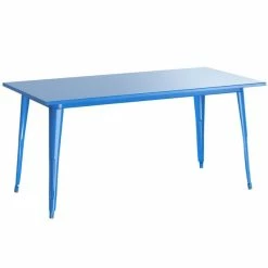LT&S Alloy Series Lancaster Table & Seating Alloy Series 63" X 32" Blue Dining Height Outdoor Table With 6 Industrial Cafe Chairs -Lancaster Table & Seating Shop 2253965
