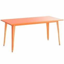 LT&S Alloy Series Lancaster Table & Seating Alloy Series 63" X 32" Orange Dining Height Outdoor Table With 6 Industrial Cafe Chairs -Lancaster Table & Seating Shop 2253973