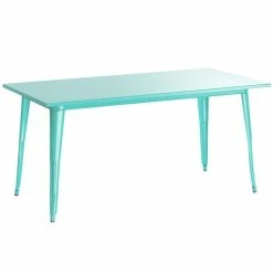 LT&S Alloy Series Lancaster Table & Seating Alloy Series 63" X 32" Seafoam Dining Height Outdoor Table With 6 Industrial Cafe Chairs -Lancaster Table & Seating Shop 2253978