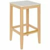 BFM Seating Stockton Natural Beechwood Square Backless Barstool With Relic Antique Wash Seat
