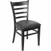 BFM Seating Berkeley Black Beechwood Ladder Back Side Chair With 2" Black Vinyl Seat