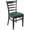 BFM Seating Berkeley Black Beechwood Ladder Back Side Chair With 2" Green Vinyl Seat