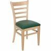 BFM Seating Berkeley Natural Beechwood Ladder Back Side Chair With 2" Green Vinyl Seat