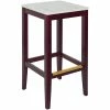 BFM Seating Stockton Dark Mahogany Beechwood Square Backless Barstool With Relic Antique Wash Seat