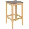 BFM Seating Stockton Natural Beechwood Square Backless Barstool With Relic Chestnut Seat