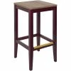 BFM Seating Stockton Dark Mahogany Beechwood Square Backless Barstool With Relic Knotty Pine Seat