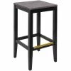 BFM Seating Stockton Black Beechwood Square Backless Barstool With Relic Rustic Copper Seat