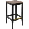 BFM Seating Stockton Black Beechwood Square Backless Barstool With Relic Knotty Pine Seat