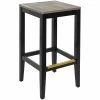 BFM Seating Stockton Black Beechwood Square Backless Barstool With Relic Farmhouse Seat