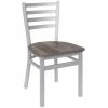 BFM Seating Lima Silver Mist Steel Ladder Back Side Chair With Relic Chestnut Seat