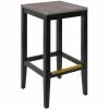 BFM Seating Stockton Black Beechwood Square Backless Barstool With Relic Chestnut Seat