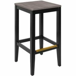 BFM Seating Stockton Black Beechwood Square Backless Barstool With Relic Chestnut Seat