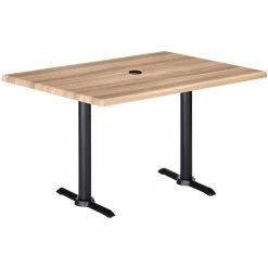 Holland Bar Stool EnduroTop 30" X 48" Natural Wood Laminate Outdoor / Indoor Counter Height Table With End Column Base And Umbrella Hole