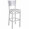 BFM Seating Axel Silver Mist Steel Solid Back Barstool With Relic Antique Wash Melamine Seat