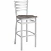 BFM Seating Lima Silver Mist Steel Ladder Back Barstool With Relic Chestnut Seat