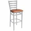 BFM Seating Lima Silver Mist Steel Bar Height Chair With 2" Light Brown Vinyl Seat