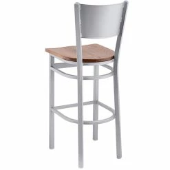 BFM Seating Axel Silver Mist Steel Bar Height Chair With Autumn Ash Wood Seat -Lancaster Table & Seating Shop 2265173