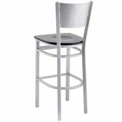 BFM Seating Axel Silver Mist Steel Bar Height Chair With Black Wood Seat -Lancaster Table & Seating Shop 2265222