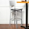 BFM Seating Axel Silver Mist Steel Bar Height Chair With Black Wood Seat