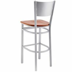 BFM Seating Axel Silver Mist Steel Bar Height Chair With Cherry Wood Seat -Lancaster Table & Seating Shop 2265227