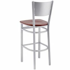 BFM Seating Axel Silver Mist Steel Bar Height Chair With Mahogany Wood Seat 5 BFM Seating Axel Silver Mist Steel Bar Height Chair With Mahogany Wood Seat -Lancaster Table & Seating Shop 2265270