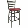BFM Seating Lima Steel Bar Height Chair With 2" Burgundy Vinyl Seat And Clear Coat Frame