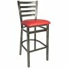 BFM Seating Lima Steel Bar Height Chair With 2" Red Vinyl Seat And Clear Coat Frame
