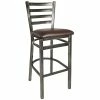 BFM Seating Lima Steel Bar Height Chair With 2" Dark Brown Vinyl Seat And Clear Coat Frame