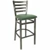 BFM Seating Lima Steel Bar Height Chair With 2" Green Vinyl Seat And Clear Coat Frame