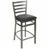 BFM Seating Lima Clear Coated Steel Counter Height Bar Stool With 2" Black Vinyl Seat