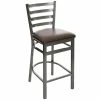BFM Seating Lima Clear Coated Steel Counter Height Bar Stool With 2" Dark Brown Vinyl Seat