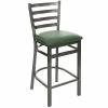 BFM Seating Lima Clear Coated Steel Counter Height Bar Stool With 2" Green Vinyl Seat