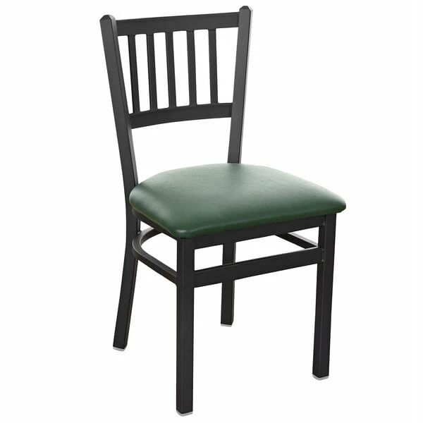BFM Seating Troy Sand Black Steel Side Chair With 2" Green Vinyl Seat 1 BFM Seating Troy Sand Black Steel Side Chair With 2" Green Vinyl Seat