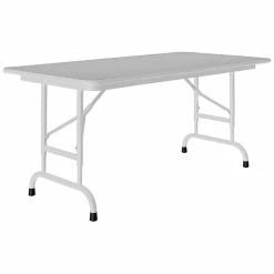 Correll 24" X 48" Gray Granite 22" - 32" Adjustable Height Thermal-Fused Laminate Top Folding Table With Gray Frame