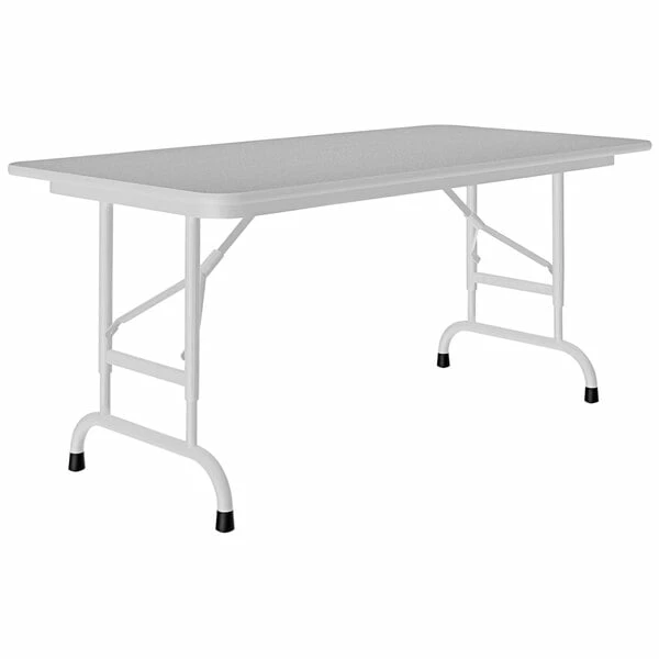 Correll 24" X 48" Gray Granite 22" - 32" Adjustable Height Thermal-Fused Laminate Top Folding Table With Gray Frame 1 Correll 24" X 48" Gray Granite 22" - 32" Adjustable Height Thermal-Fused Laminate Top Folding Table With Gray Frame