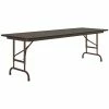 Correll 24" X 72" Walnut 22" - 32" Adjustable Height Thermal-Fused Laminate Top Folding Table With Brown Frame