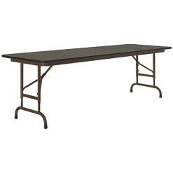 Correll 24" X 72" Walnut 22" - 32" Adjustable Height Thermal-Fused Laminate Top Folding Table With Brown Frame