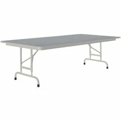 Correll 36" X 72" Gray Granite 22" - 32" Adjustable Height Thermal-Fused Laminate Top Folding Table With Gray Frame