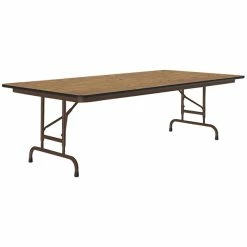 Correll 36" X 72" Oak 22" - 32" Adjustable Height Thermal-Fused Laminate Top Folding Table With Brown Frame