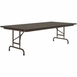 Correll 36" X 72" Walnut 22" - 32" Adjustable Height Thermal-Fused Laminate Top Folding Table With Brown Frame
