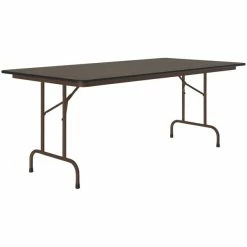 Correll 36" X 72" Walnut Thermal-Fused Laminate Top Folding Table With Brown Frame
