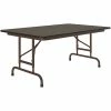 Correll 30" X 48" Walnut 22" - 32" Adjustable Height Thermal-Fused Laminate Top Folding Table With Brown Frame