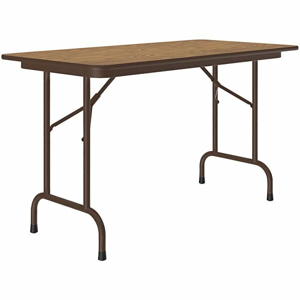 Correll 24" X 48" Medium Oak Thermal-Fused Laminate Top Folding Table With Brown Frame 1 Correll 24" X 48" Medium Oak Thermal-Fused Laminate Top Folding Table With Brown Frame