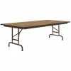 Correll 30" X 96" Oak 22" - 32" Adjustable Height Thermal-Fused Laminate Top Folding Table With Brown Frame