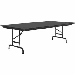 Correll 36" X 96" Black Granite 22" - 32" Adjustable Height Thermal-Fused Laminate Top Folding Table With Black Frame