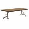 Correll 36" X 96" Oak 22" - 32" Adjustable Height Thermal-Fused Laminate Top Folding Table With Brown Frame